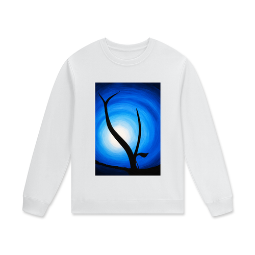 moon,moonlight,watercolour,painting,art,tree,branch,leaf,stick,blue,brush,brushstroke,night,nighttime