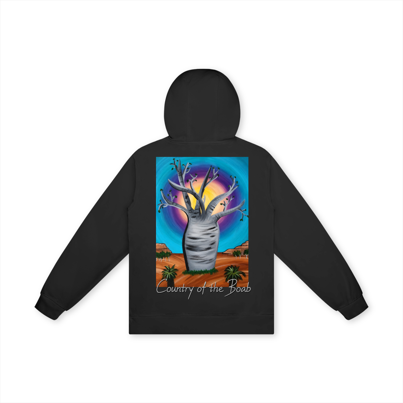 hoodie,Australia,Australian,Aussie,Aus,boab,tree,outback,landscape,art,country,western,rocks,desert,sunset,sunrise,original,painting,artwork