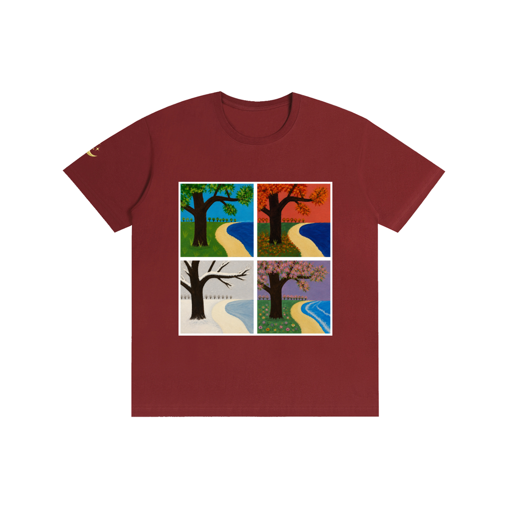seasons,nature,trees,artwork,original,lake,leaves,flowers,snow,summer,spring,winter,fall,autumn,landscape,square,painting,art,moon